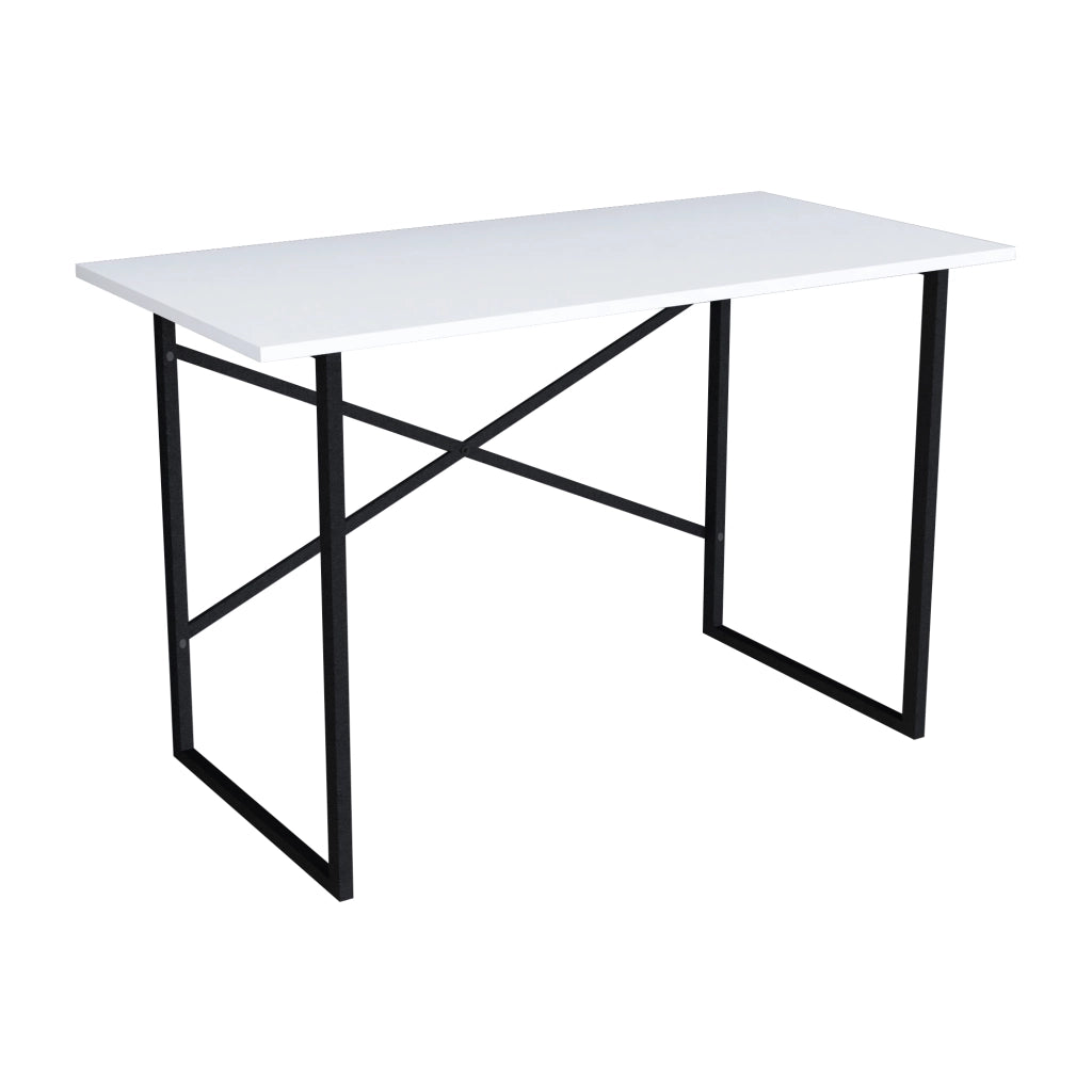 Scrivania Tavolo da Ufficio Studio Postazione di Lavoro Scrivania Semplice con Telaio in Metallo e Piano 120 x 60  cm -
