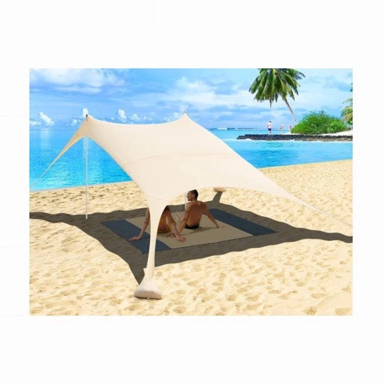 Ombrellone da Spiaggia UV50+ - Incluso Anelli per Sabbia e Tavolo da Pic-Nic - 2,4x2,4 m