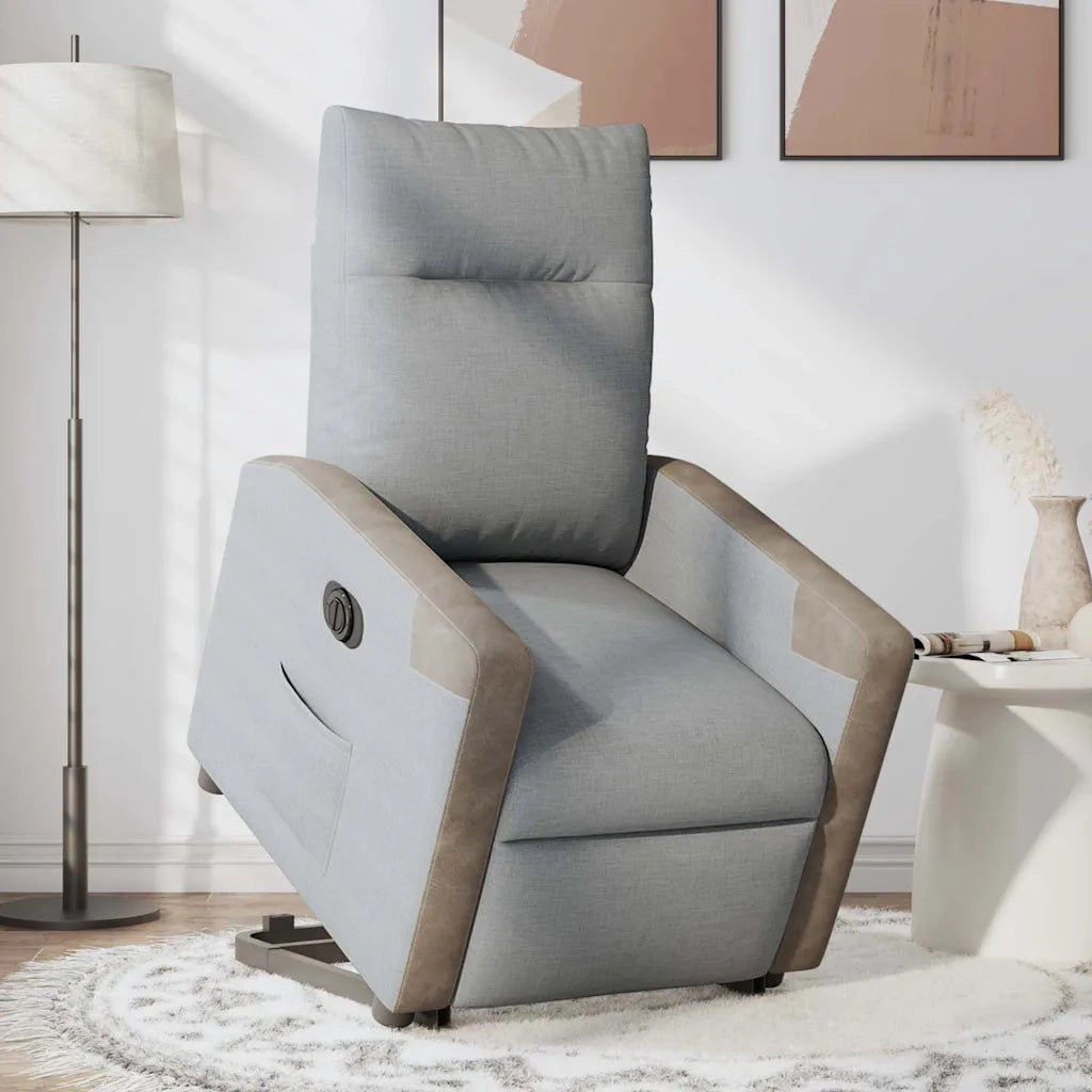 Divano Sedia-Poltrona Reclinante Alzapersona Elettrica Grigio Chiaro Tessuto 415108