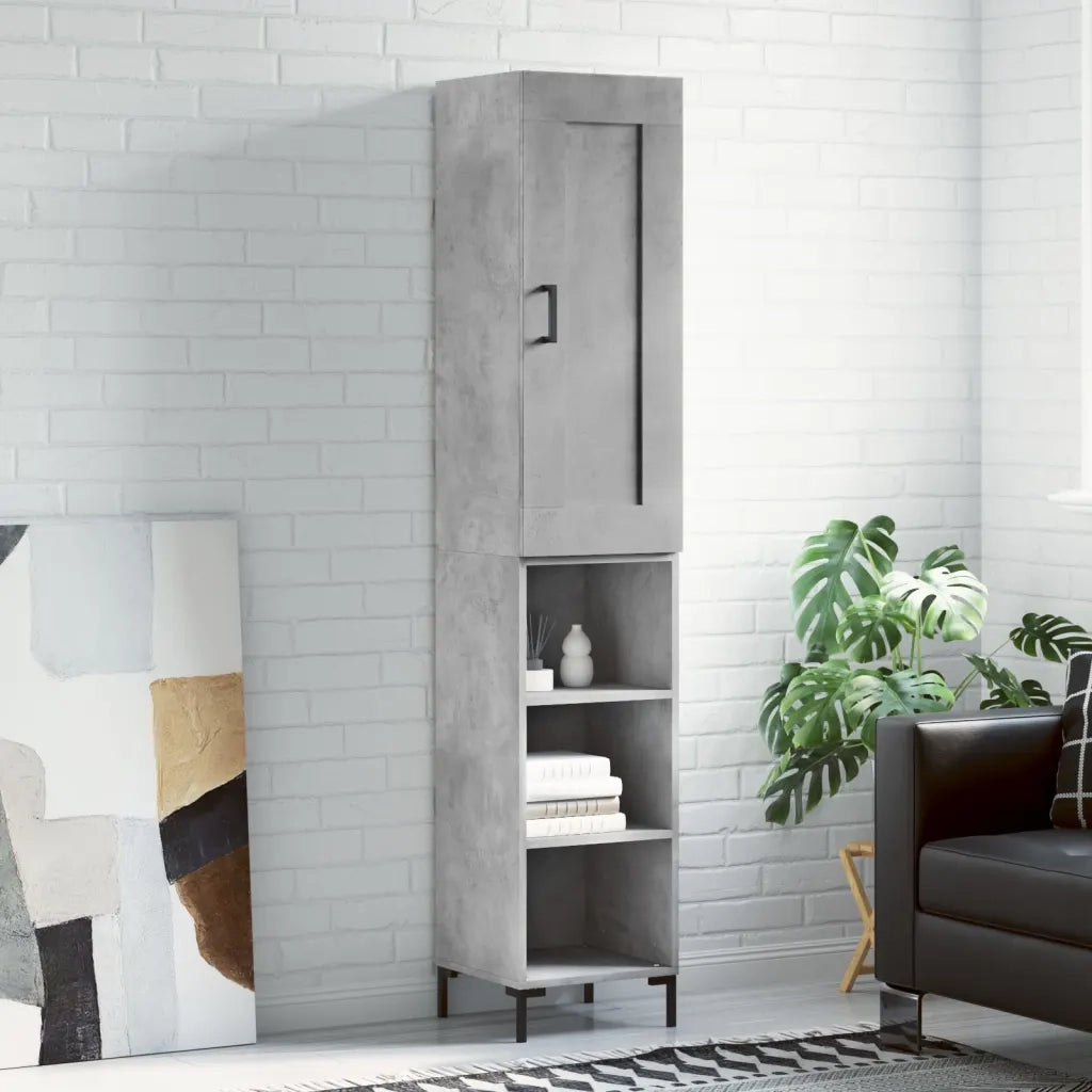 Credenza | Madia | Buffet da pranzo | Armadio da pranzo Grigio Cemento 34,5x34x180 cm in Legno Multistrato