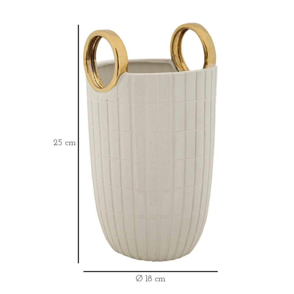 Vaso Decorativo VKH648, Bianco, Ceramica, 18x18x25 cm