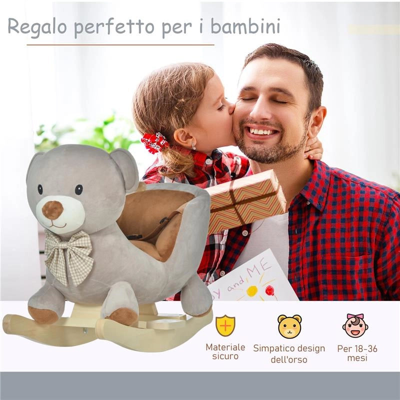 DONDOLO A FORMA DI ORSO PER BAMBINI 18-36 MESI - GRIGIO