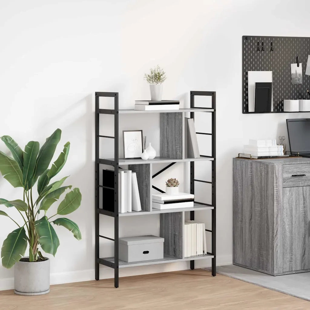 Libreria-Scaffale per Libri-Mobile di Stoccaggio Grigio Sonoma 75 x 30 x 123,5 cm Legno multistrato