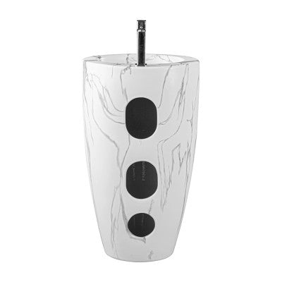 Lavabo freestanding da terra 50x85h cm effetto marmo bianco Tokyo