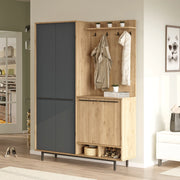 Tignale, Mobile da Ingresso 12 Ripiani, 147x36x196h cm Nero Antracite