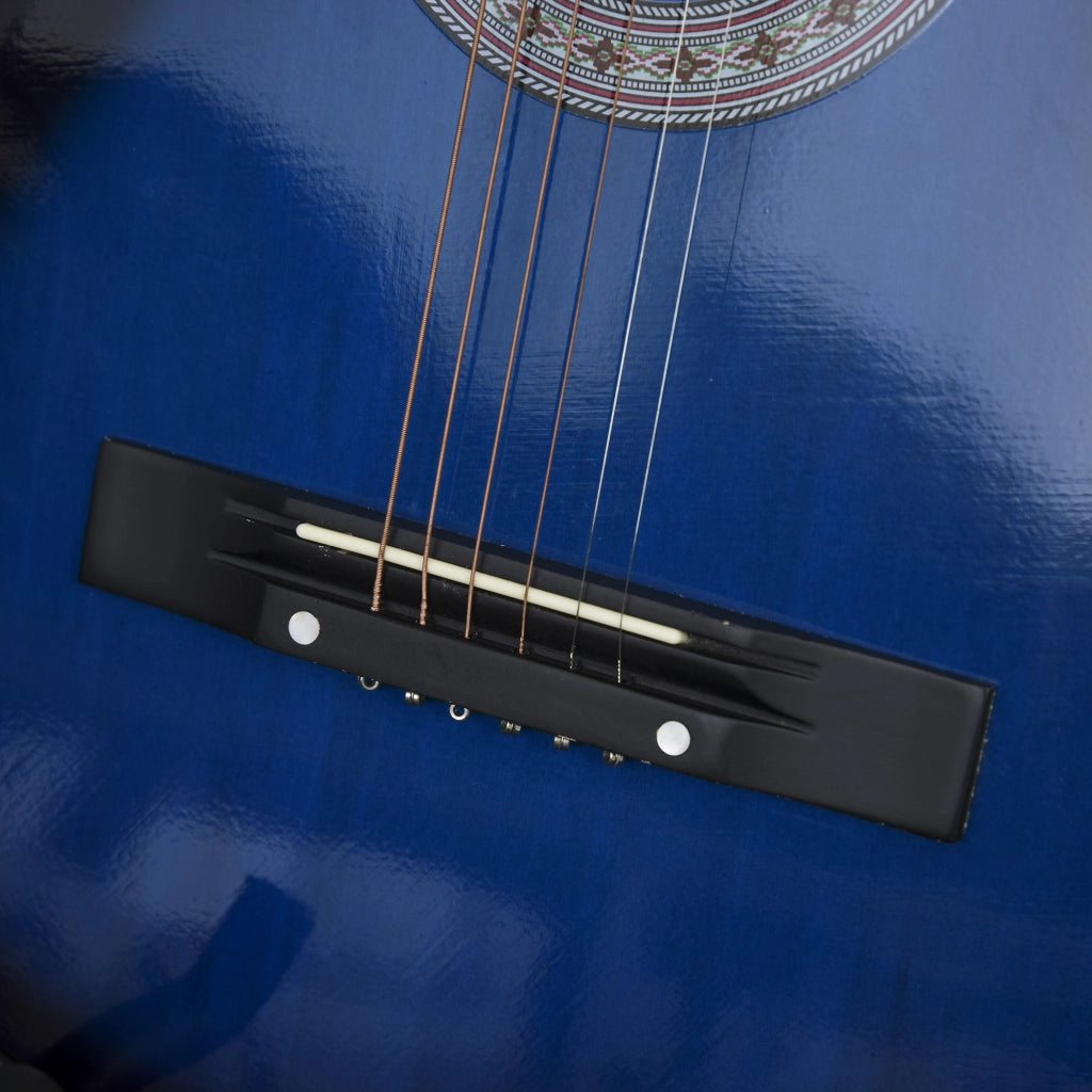 Kit chitarra elettrica con custodia, tracolla, corde, plettri e cavo ¨C zephmum ¨C 96.5x35.8x8.5cm, blu e nero