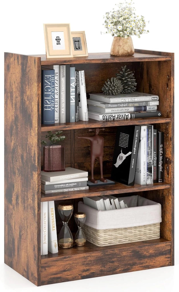 Libreria Aperta a 3 Livelli con Ripiani Regolabili, Libreria a Cubi con Dispositivo Antiribaltamento per Soggiorno, Camera da Letto, 50x30x75 cm, 3 Colori (Nero)
