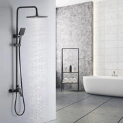 Set di doccia con testa di doccia da 11 pollici e manigliona, altezza regolabile 90-120 cm per bagno (nero)