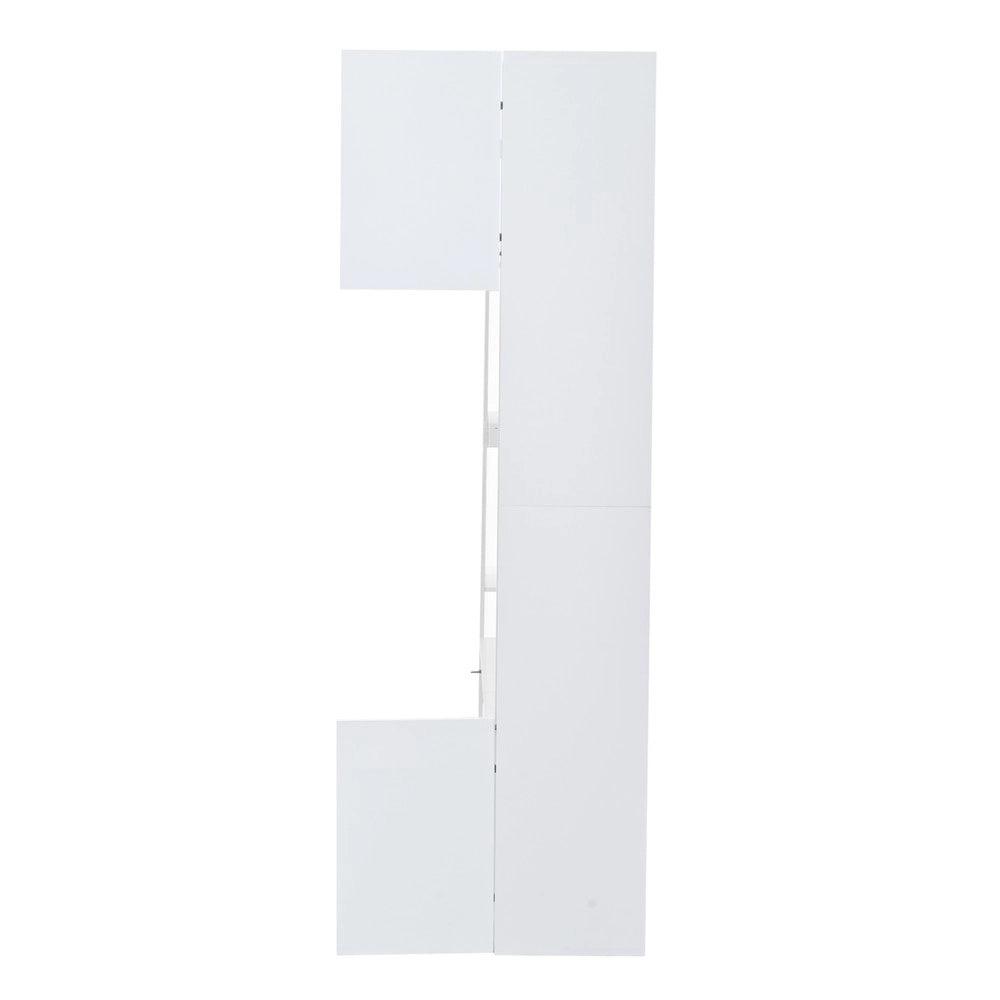 Sistema parete soggiorno - Zephmum - Set 4 elementi, porta vetrina orientabile, ampio spazio bianco