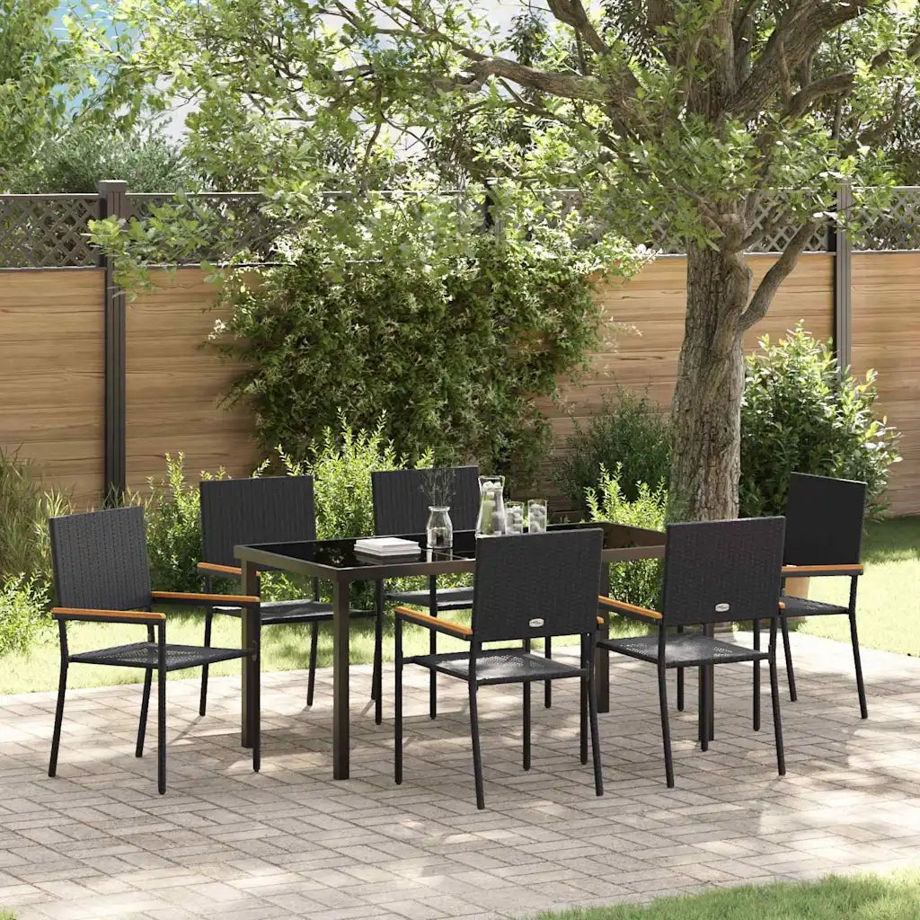 Set da Pranzo per Giardino con cuscino 7 pcs Nero polyrattan 3379706