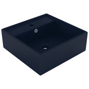 Lavabo Troppopieno Quadrato Blu Scuro Opaco 41x41cm Ceramica