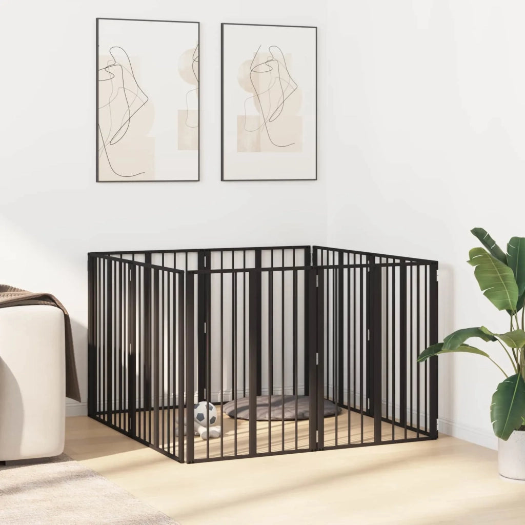 Cancello per cani 8 pcs Nero 60 x 80 cm Acciaio zincato 892017