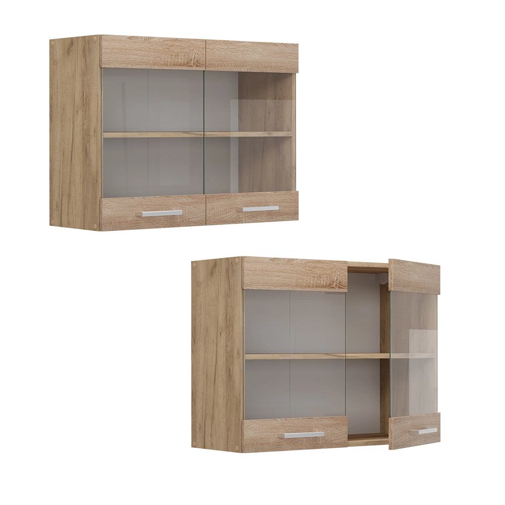 Mobile da cucina in vetro R-Line Sonoma/Rovere dorato 80 cm Vicco
