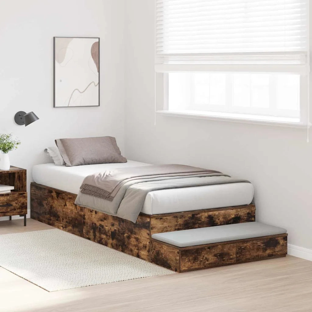 Struttura letto con contenitore con cassetto Rovere fumé 90 cm 3335609