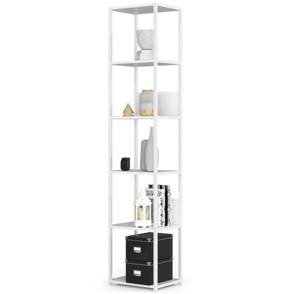 Scaffale stilo loft con ripiani in legno 40 cm Bianca 40 cm 40x32x192 cm