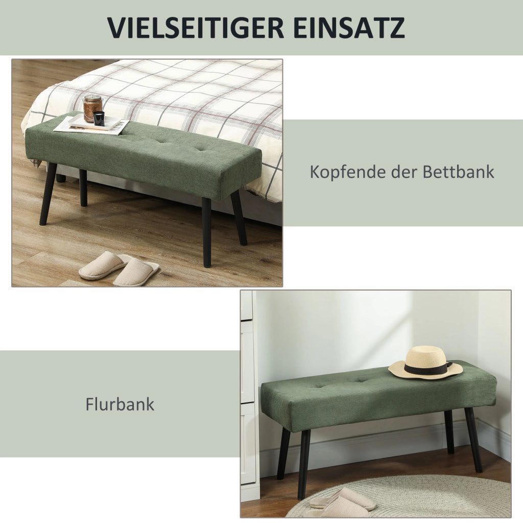 Panca imbottita con rivestimento in tessuto ¨C Minimal ¨C Verde 100x36x45 cm