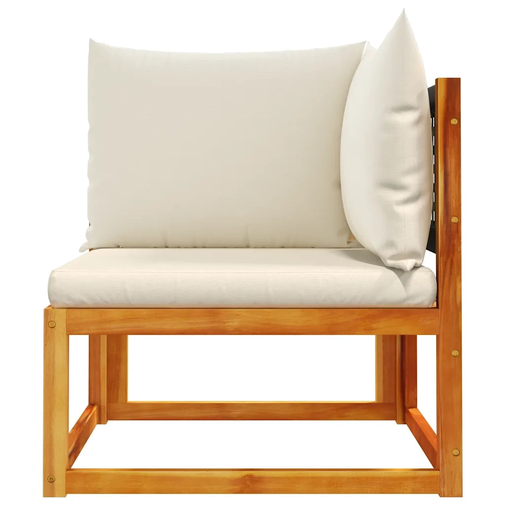 Divano da giardino angolare con cuscini in legno di acacia e rattan 4008168