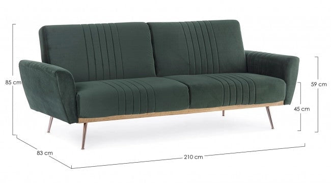 Divano Letto Johnny Velluto Verde Scuro in Velluto