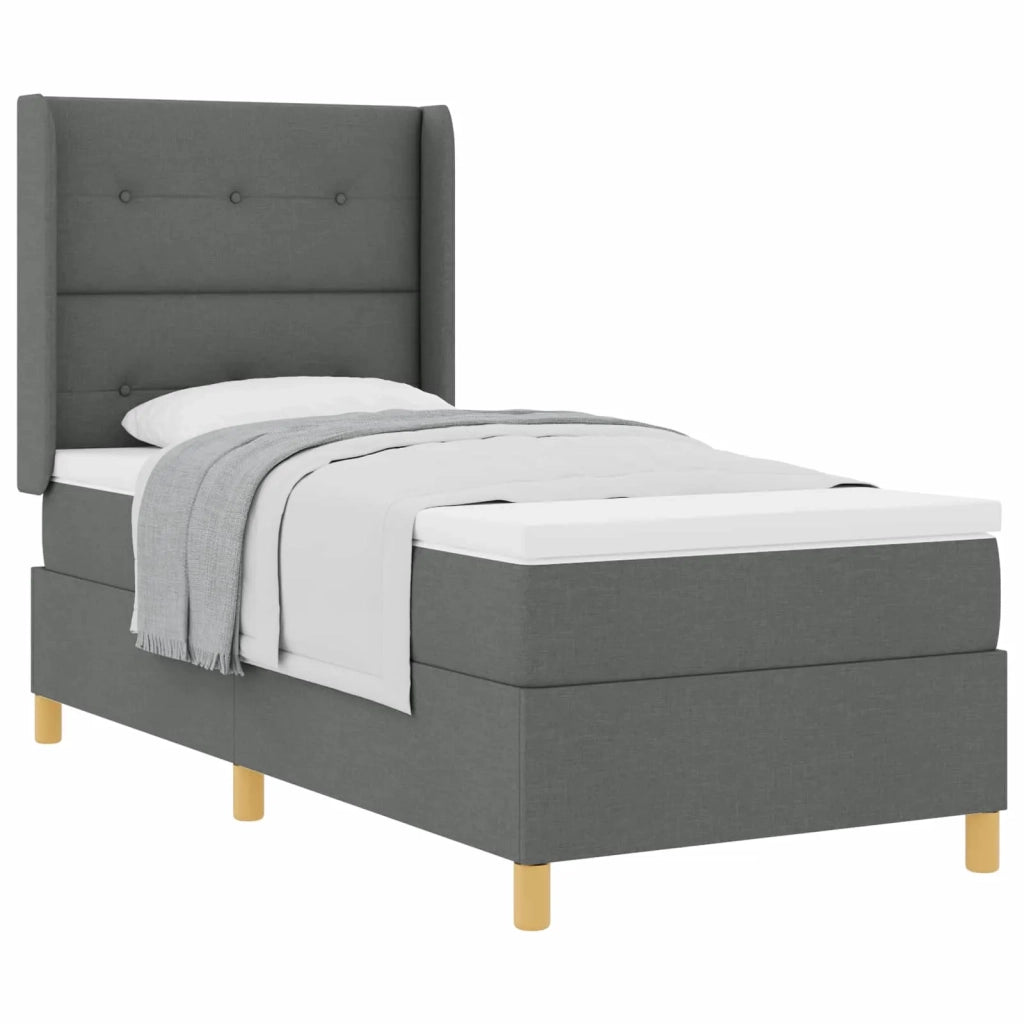 Letto a molle con materasso Grigio scuro 90 x 200 cm Tessuto 3341813