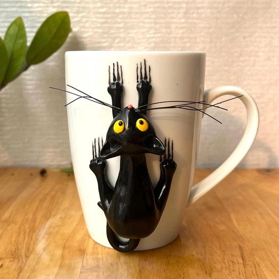Tazza da caffè 3D con gatto nero - Tazza divertente per regali di compleanno - Regali versatili