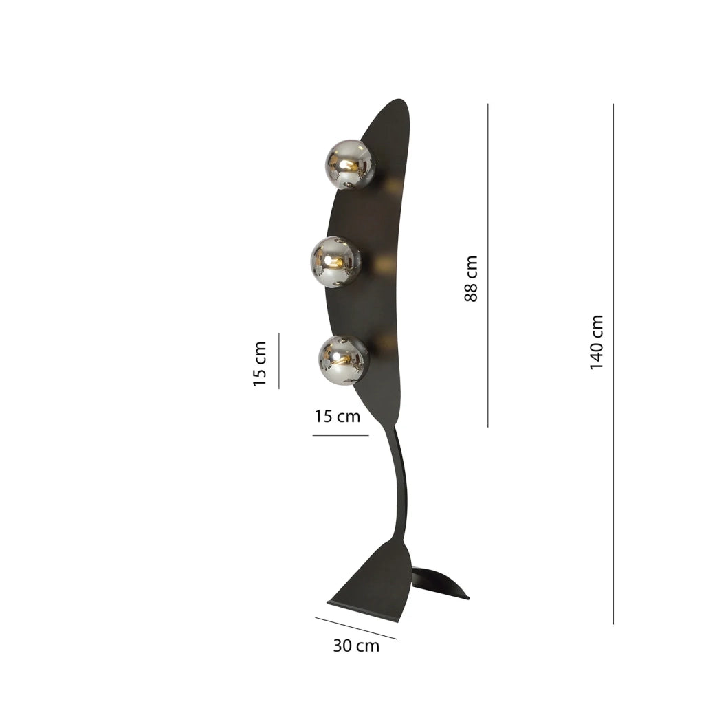 Piantana Minimal Dagda Acciaio Nero Grigio 3 Luci E14 Ip20