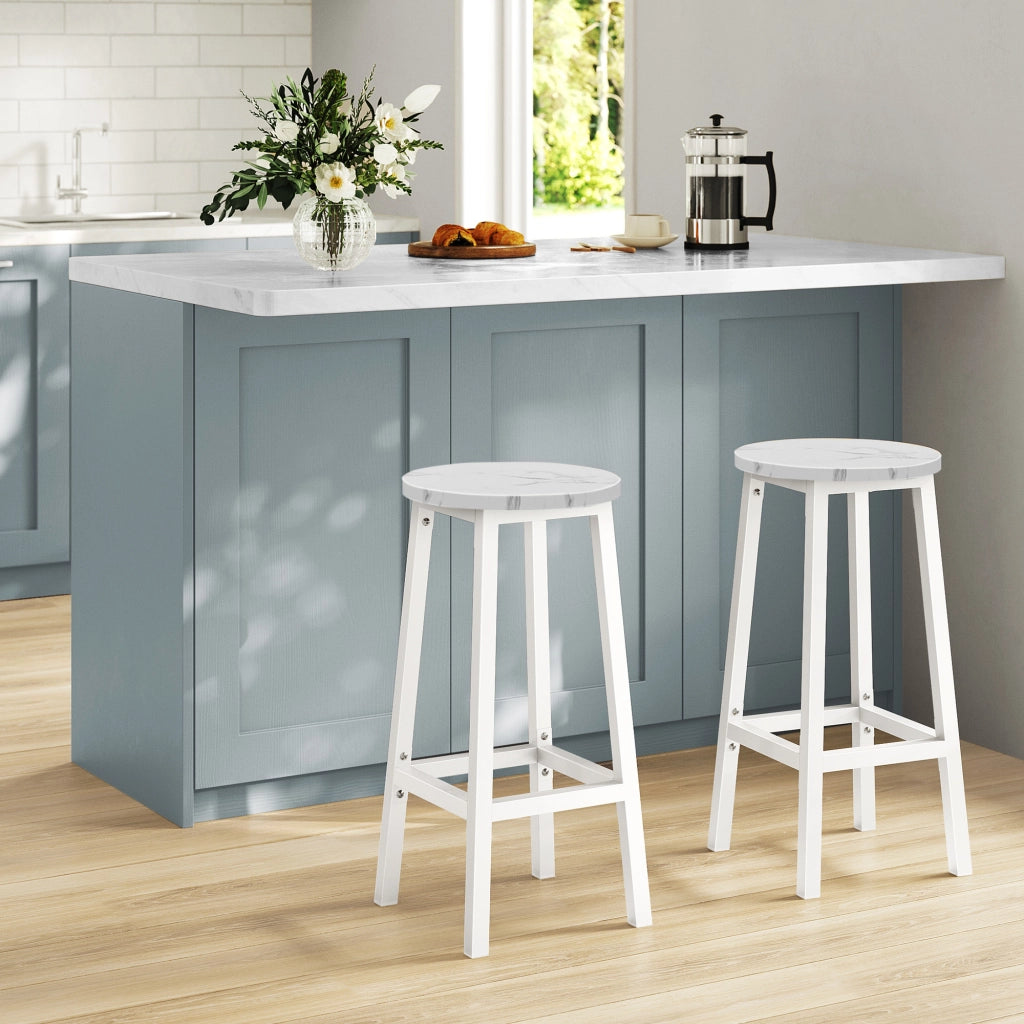 Sgabello da bar da cucina VALORA - Elegante design in marmo con gambe bianche CODICE 2907