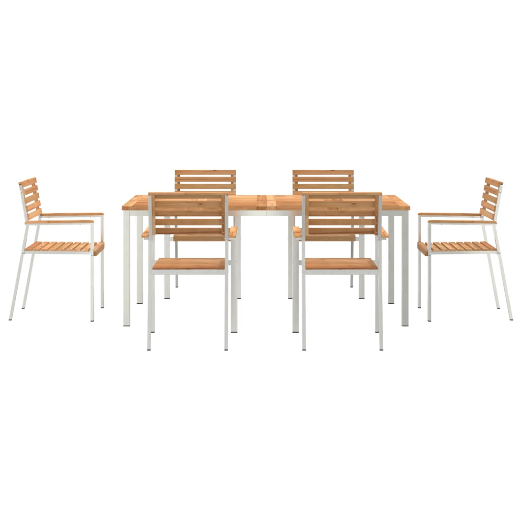 Set da pranzo da giardino da 7 pezzi in legno massello teak