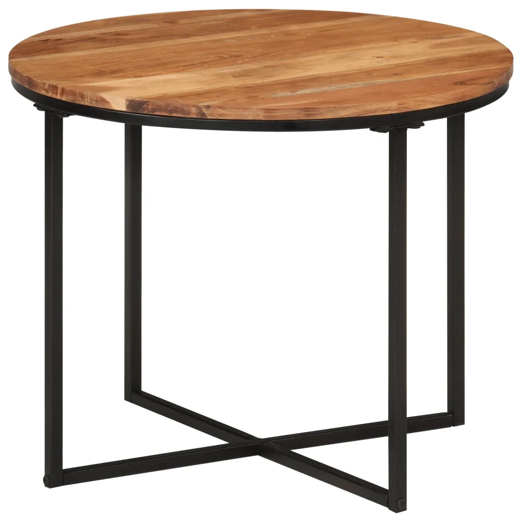 Tavolino Salotto-Tavolino da soggiorno-Tavolo 55x55x45cm in Legno Massello di Acacia e Ferro