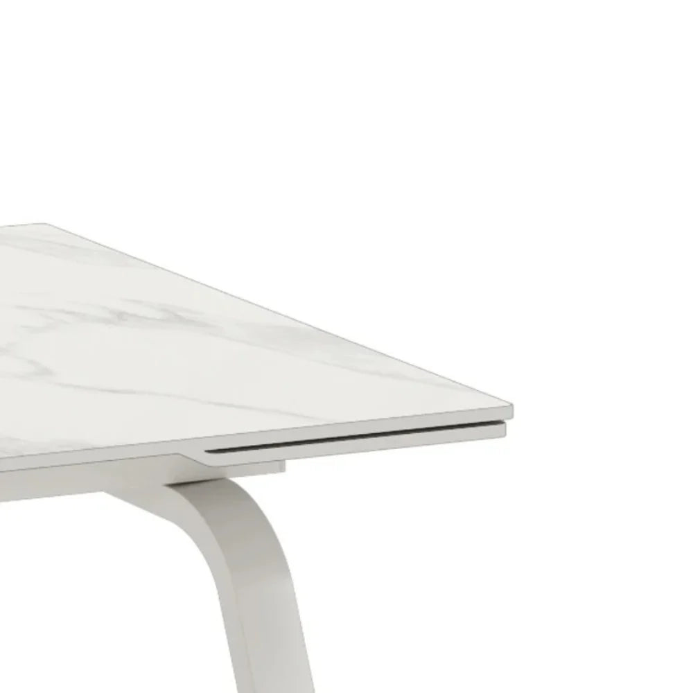 Tavolo da pranzo allungabile in ceramica effetto marmo bianco Cosmo 140-200x80 cm fino a 8 posti | Duzzle