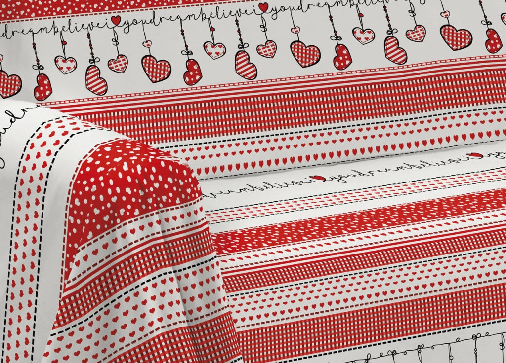 Telo Arredo Granfoulard Copritutto Cotone Copriletto Multiuso Disegni Invernali OB - 2 Piazze - Dream Rosso