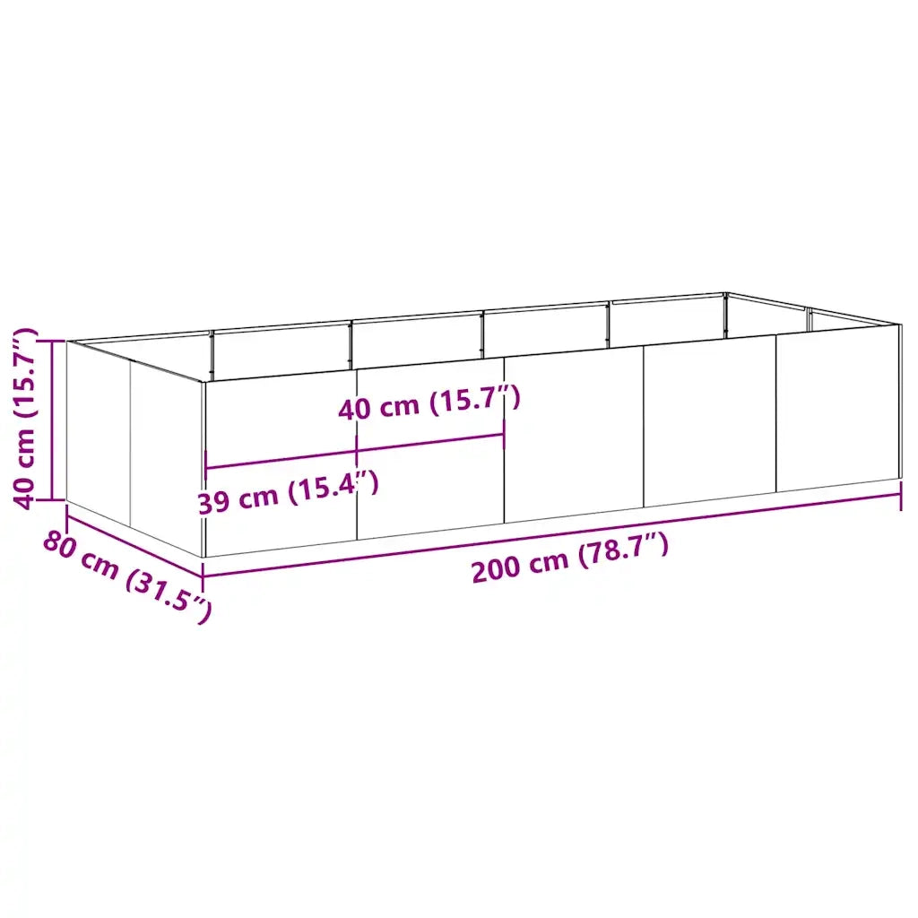 Fioriera 200x80x40 cm in Acciaio Inox 860756