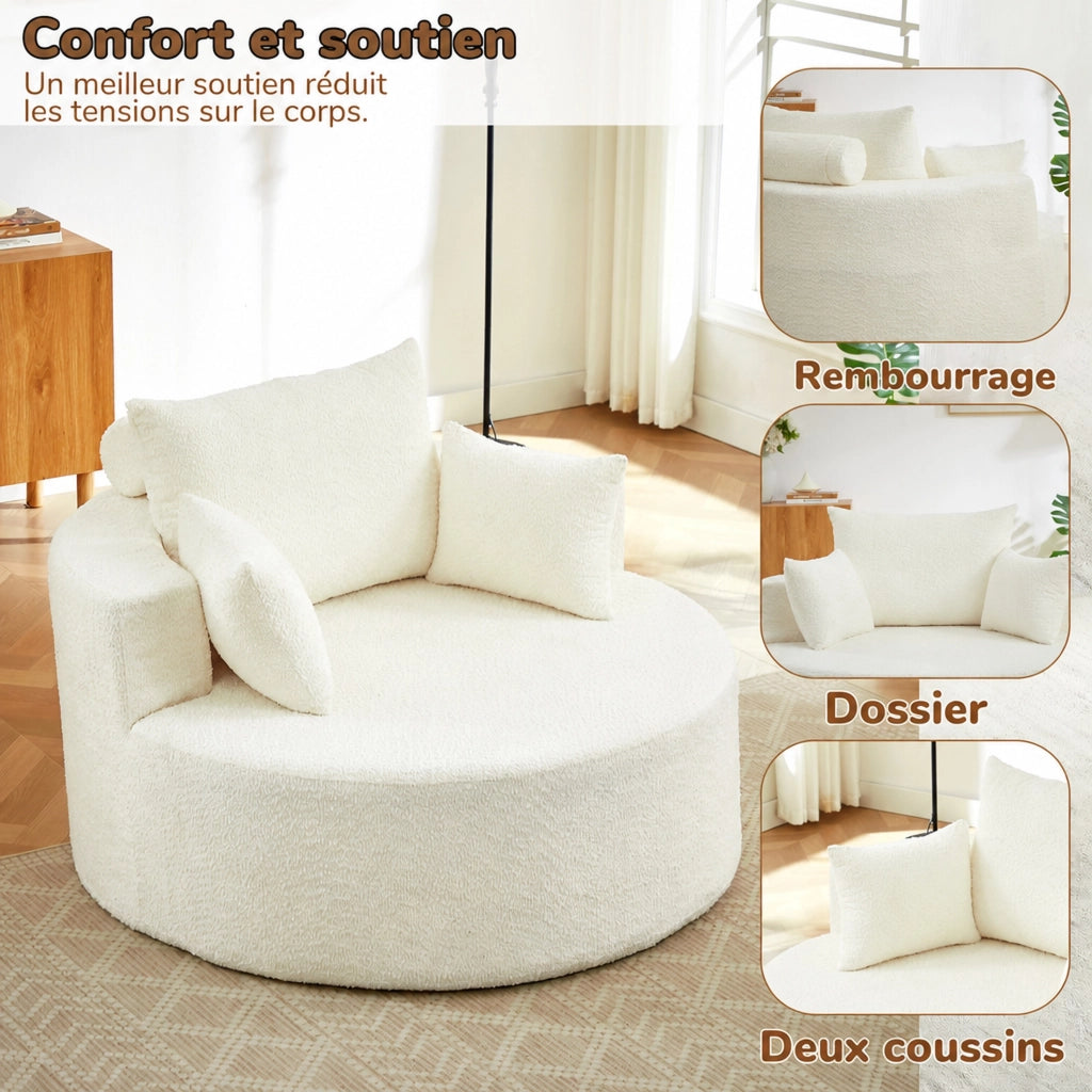 Poltrona modulare in chenille senza montaggio per soggiorno e camera da letto beige 44 kg