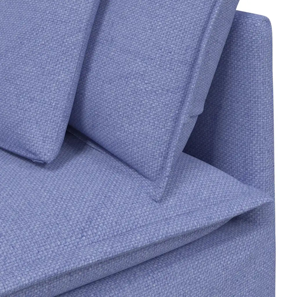 Divano Modulare con Cuscini in Tessuto Jeans Blu