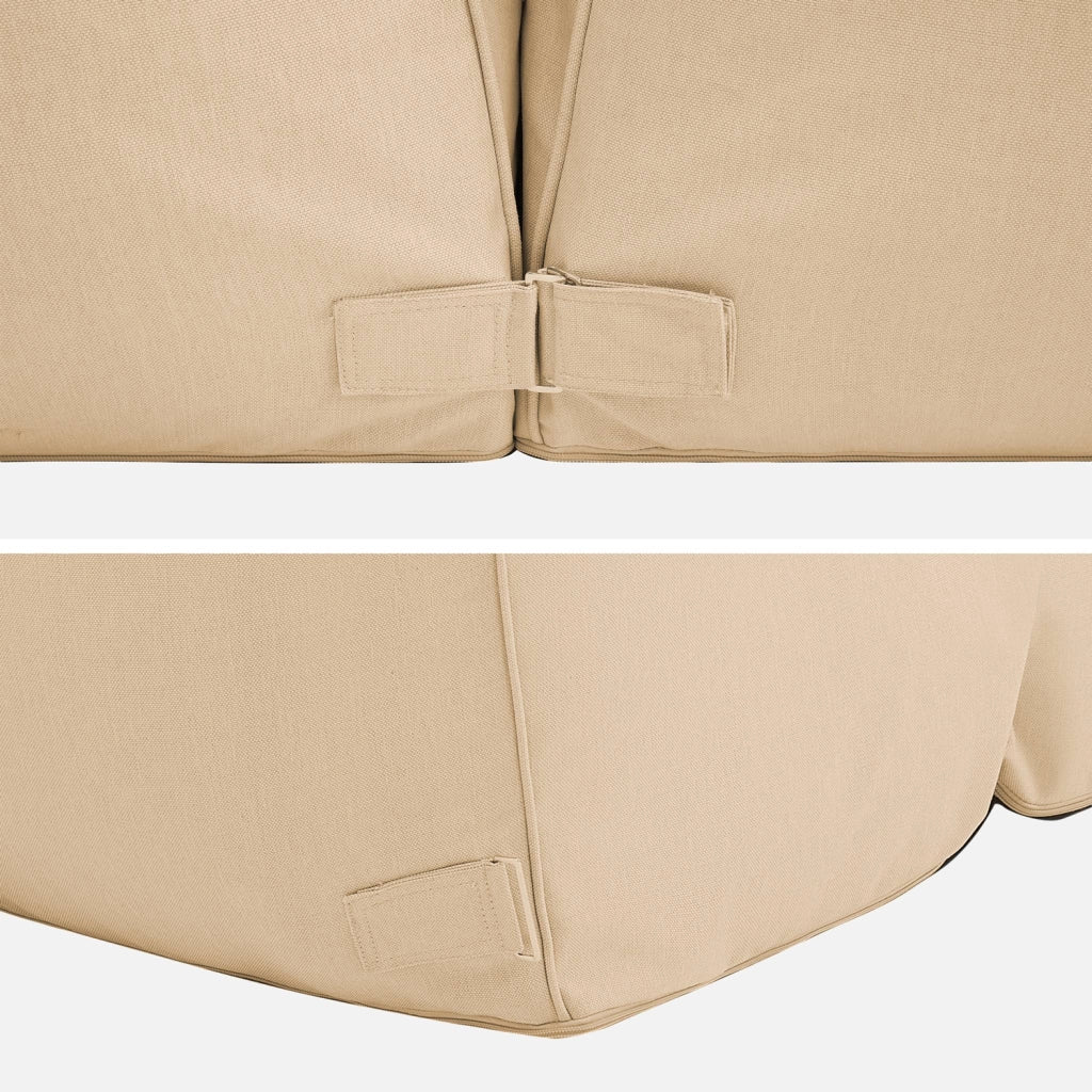 Set 2 puff da esterno in olefina, beige