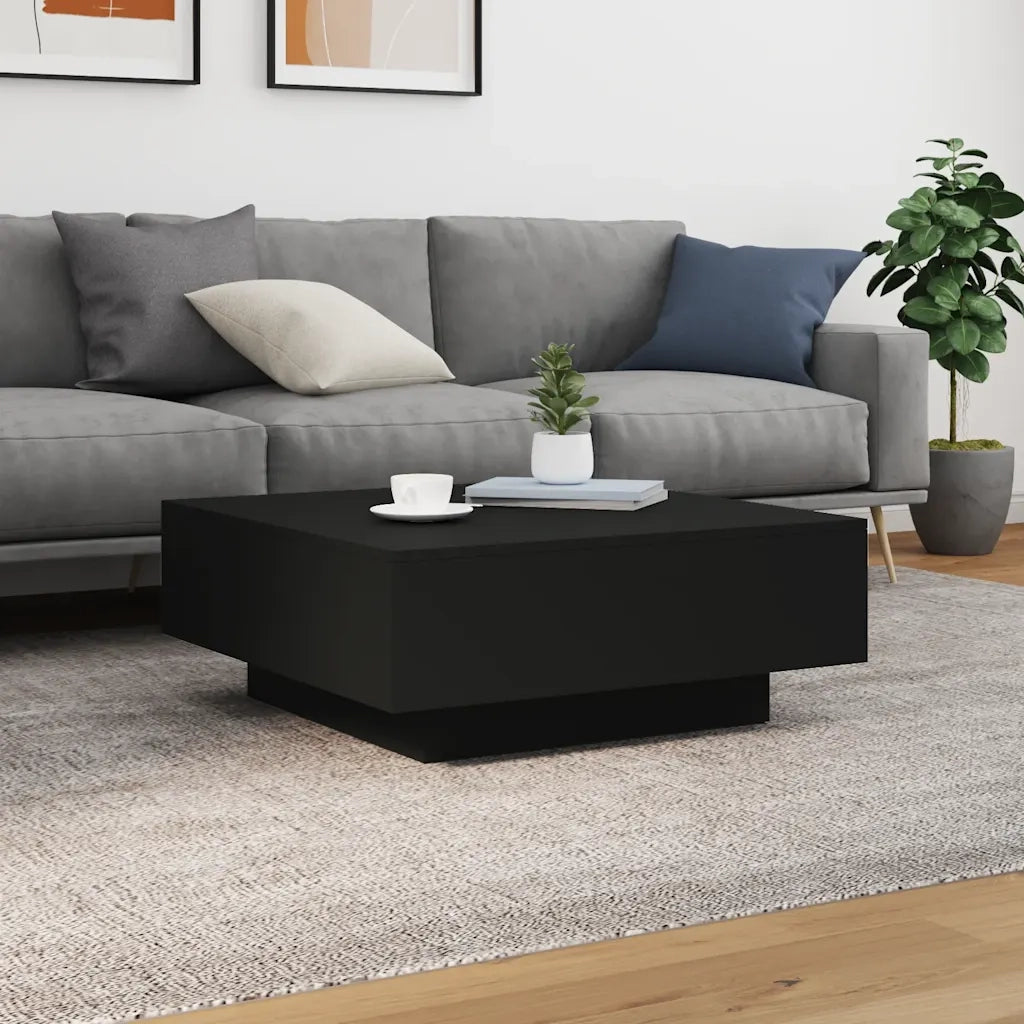 Tavolino da salotto | Tavolino da caff¨¨ | Tavolino da Soggiorno Nero 80x80x31 cm in Legno Multistrato