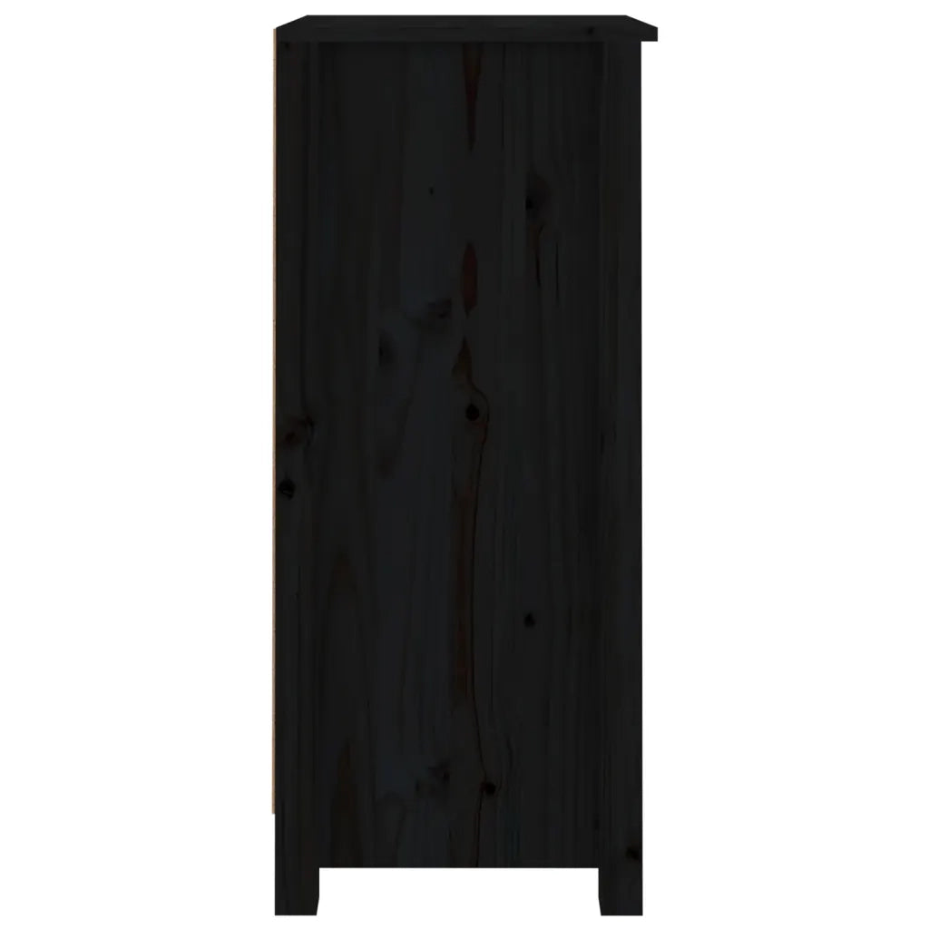 Credenze 2 pz Nere 40x35x80 cm in Legno Massello di Pino 813748