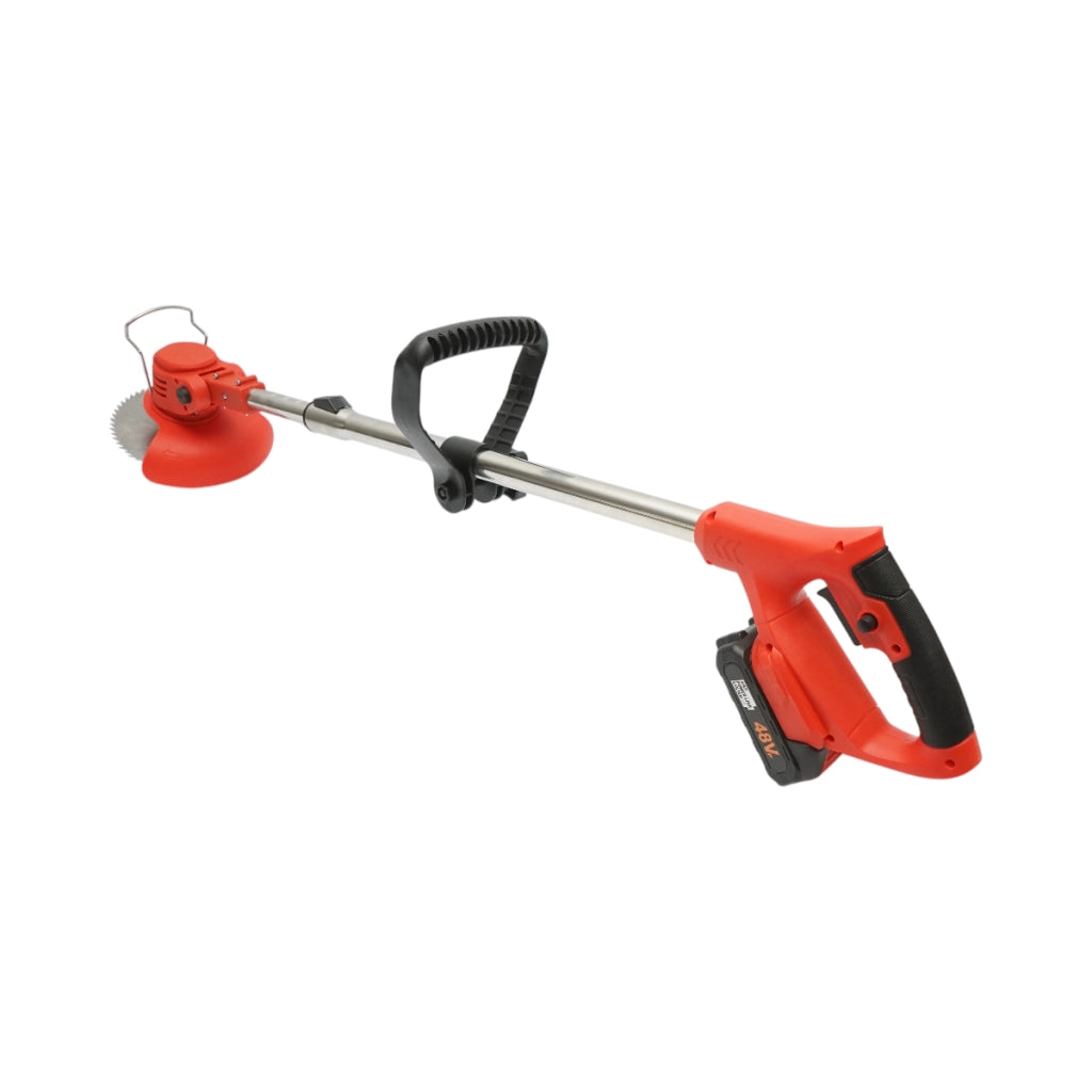 Decespugliatore elettrico estensibile 380W, batteria al litio 48V/6000 mAh, velocità 18000 giri/min, accessori inclusi