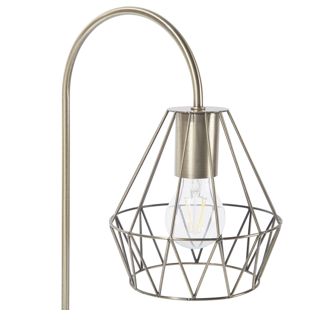 Lampada da Tavolo Lampada da Tavolo Ottone Metallo Diamante Gabbia Paralume Base Rotonda Effetto Marmo
