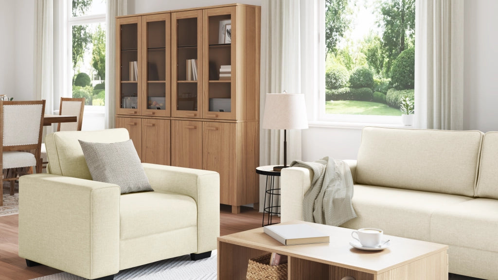 Set di Divani  Set di 3 Crema Poliestere Set di Divani