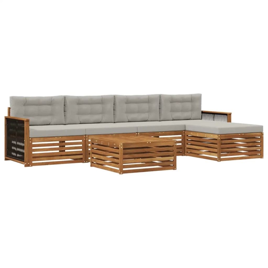 Set di divani da esterno 6 pz Naturale e Grigio Chiaro 3383264
