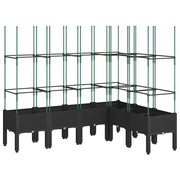 Fioriera | Cassetta per fiori | Vaso da Giardino con Traliccio Nera 160x120x142,5 cm in PP