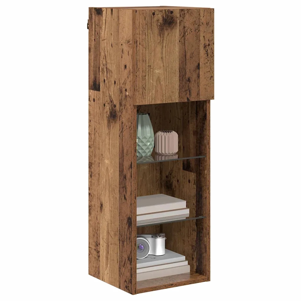 Mobiletti TV a parete 2 pz-Set di 2 Credenza per TV-Console TV Legno vecchio 30,5 x 30 x 90 cm