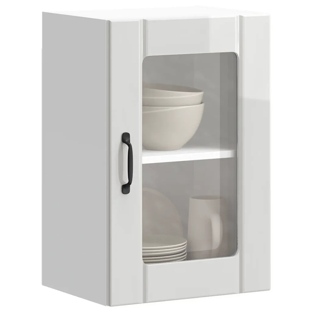 Pensile da Cucina con Porta in Vetro Lucca Bianco Lucido