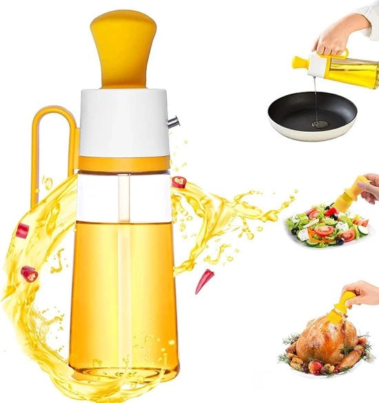 Dispensatore di olio 2 in 1 con pennello siliconizzato per cucina, barbecue, griglia - Fiaschetto di vetro per aceto - Fiaschetto di olio d'oliva - Frittura di insalate - 500 ml