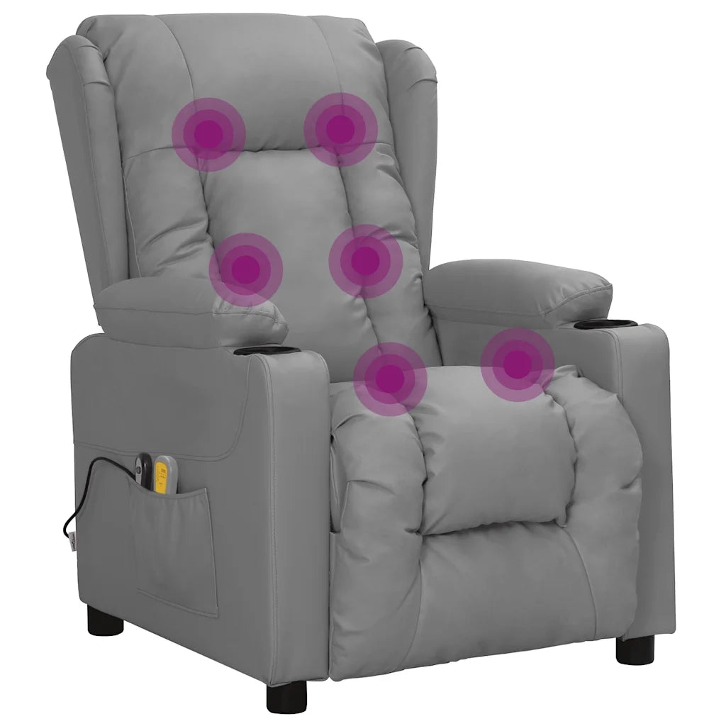 Poltrona Massaggiante Elettrica Grigio Similpelle 3098812