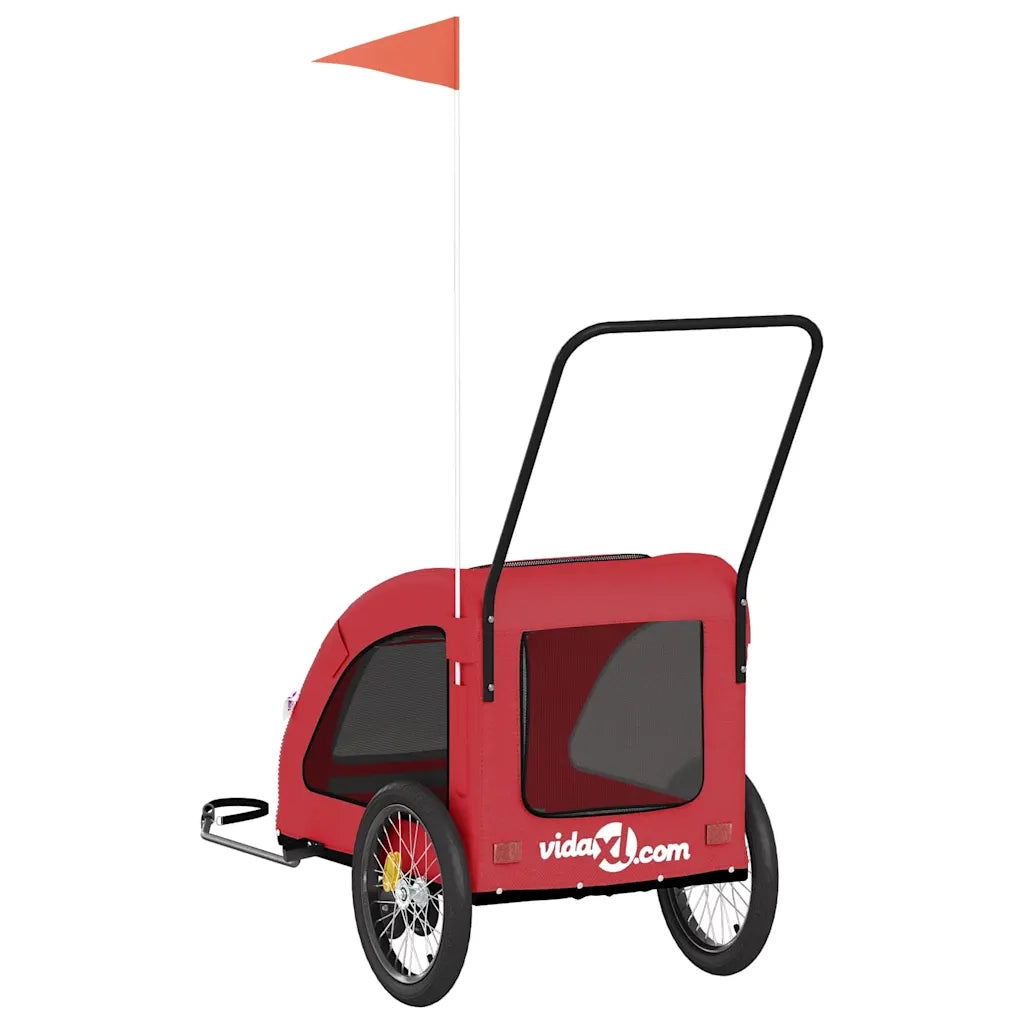 Rimorchio da Bici per Animali Rosso Oxford e Ferro CFW1357045