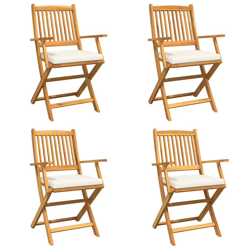 Sedia pieghevole con cuscino 4 pz | Sedie da Esterno Bianco 49 x 57.5 x 92cm