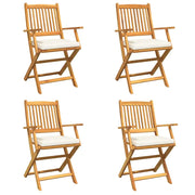 Sedia pieghevole con cuscino 4 pz | Sedie da Esterno Bianco 49 x 57.5 x 92cm