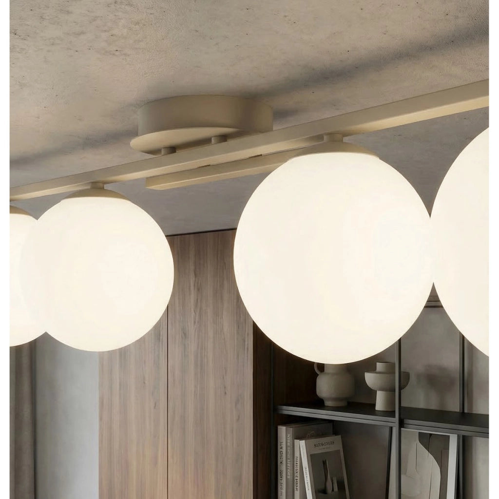 Lampada a sospensione KAIRO in acciaio beige e vetro opalino