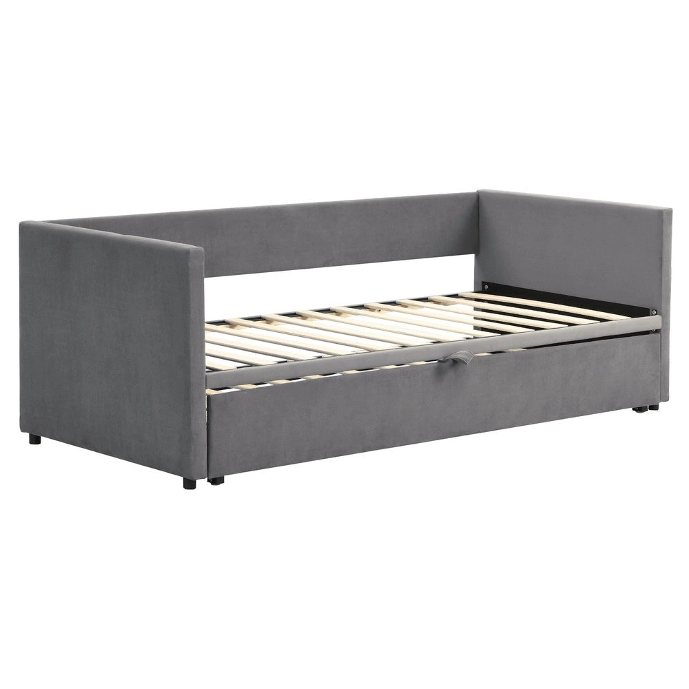 Letto Estraibile Matrimoniale Imbottito in Velluto ¨C MINIMAL ¨C Grigio 90x200/180x200